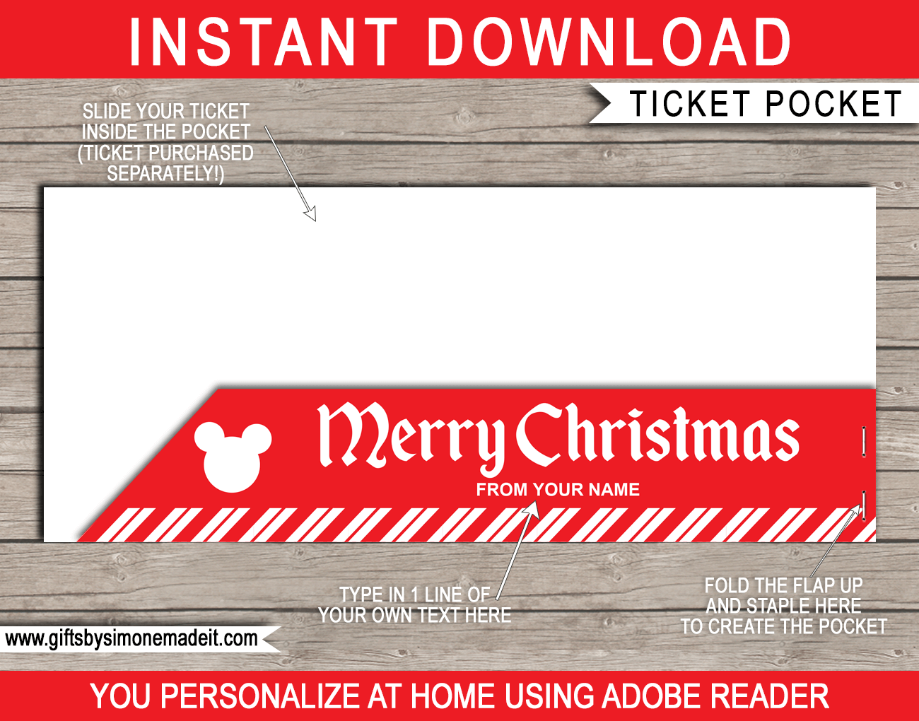 Christmas Disney World Gift Ticket Template