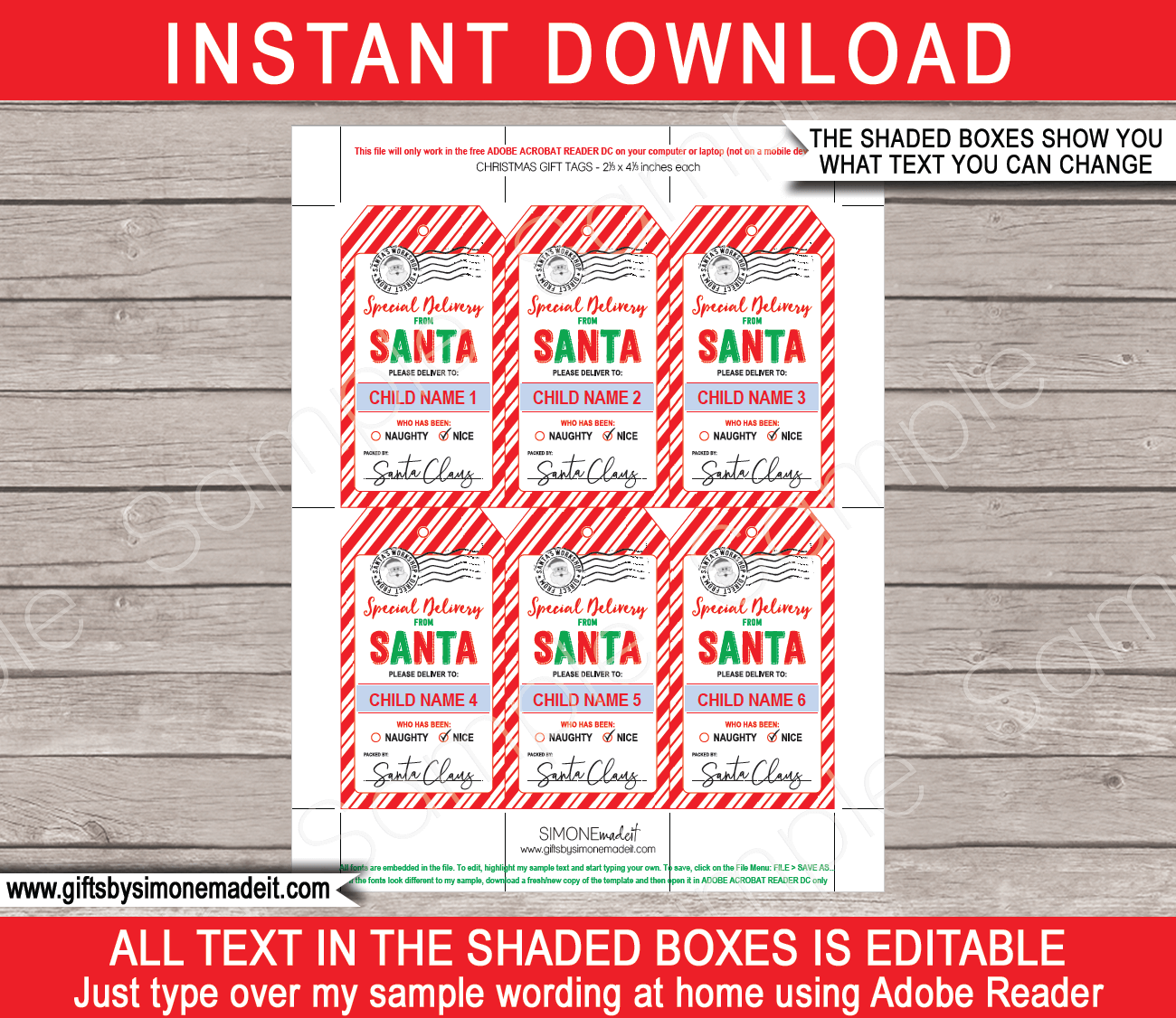 Christmas Santa Gift Tags Printable Template