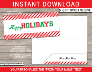 Holiday Sports Game Ticket Sleeve Template | Printable Envelope for sporting tickets, gift vouchers, certificates & money | INSTANT DOWNLOAD via giftsbysimonemadeit.com