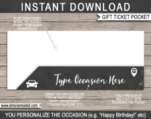 Road Trip Ticket Gift Pocket Sleeve template for tickets, gift vouchers, certificates, cards or money | DIY Editable & Printable Template | INSTANT DOWNLOAD via giftsbysimonemadeit.com