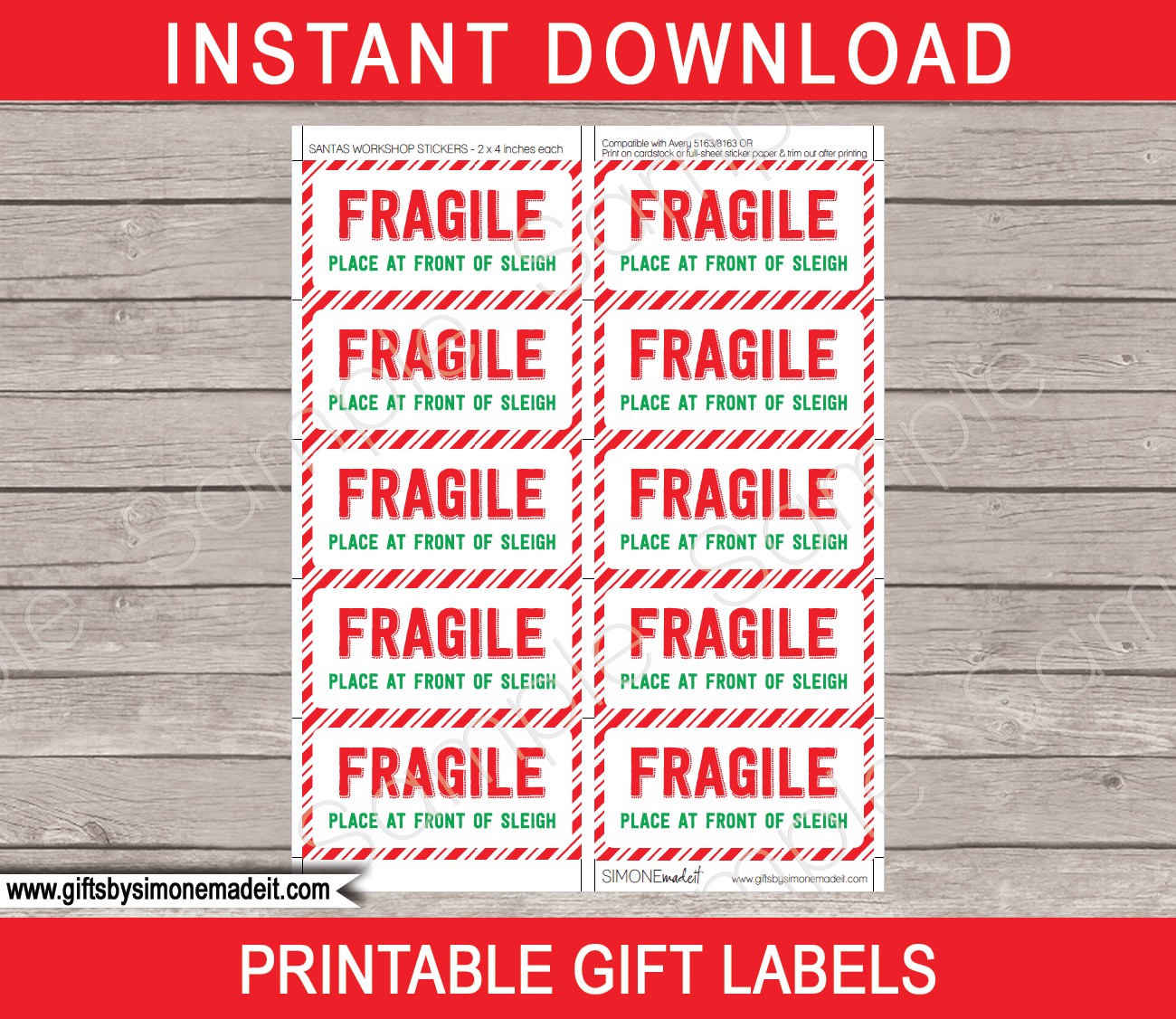 Mail from Santa Gift Stickers Template | North Pole Address ...