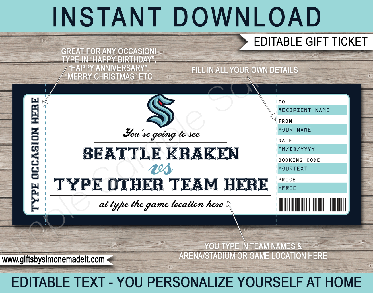 Seattle Kraken designs, themes, templates and downloadable graphic