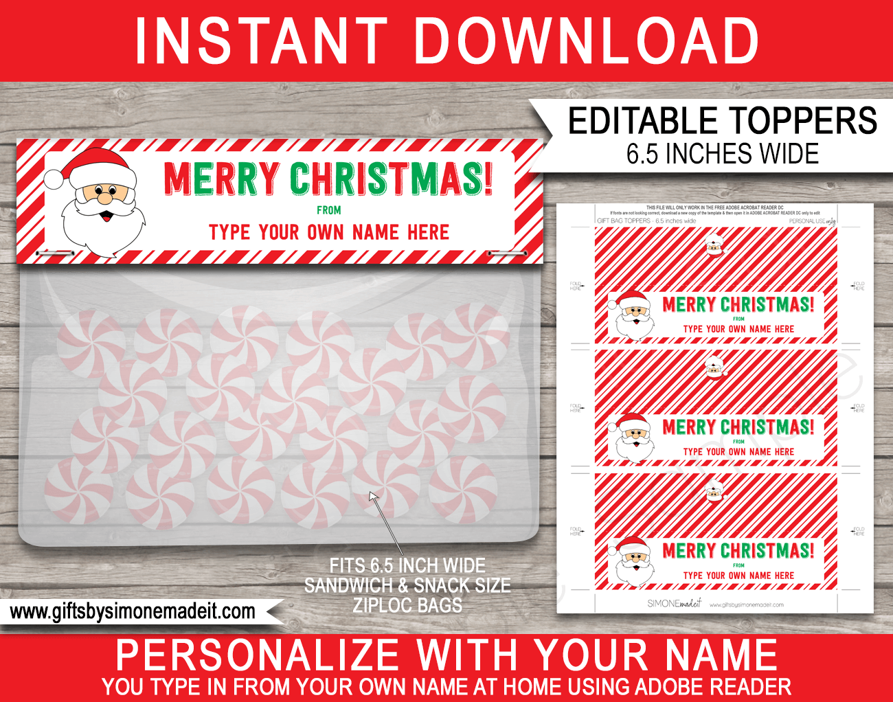 Christmas Gift Bag Toppers Template