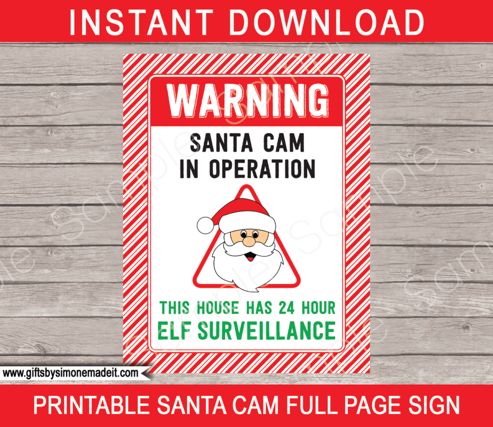 Printable Santa Cam Sign | Printable Christmas Template | Santa's Workshop North Pole | INSTANT DOWNLOAD via giftsbysimonemadeit.com