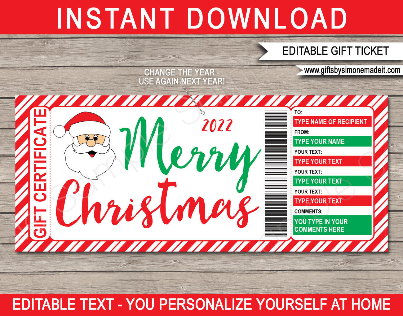 Christmas Gift Card Holder Printable, Santa - Press Print Party!