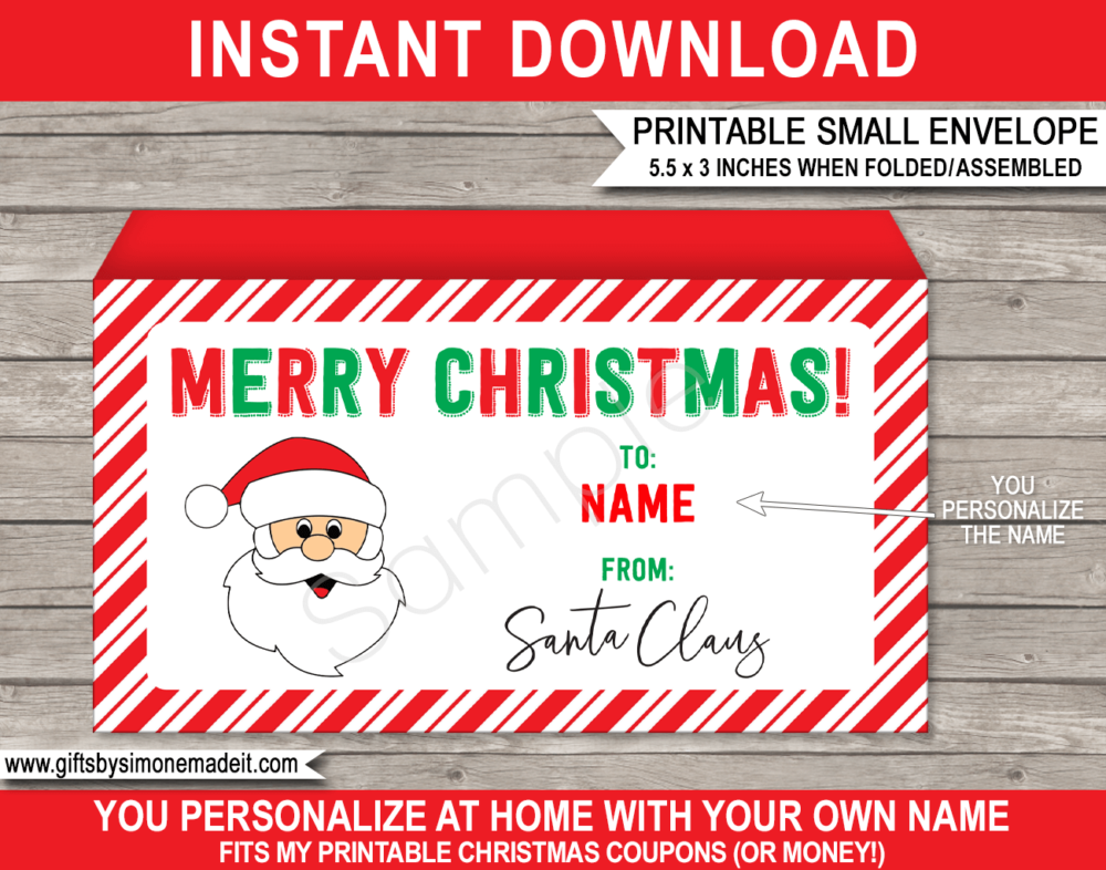 Notes From Santa Template And Matching Printable Envelope Christmas