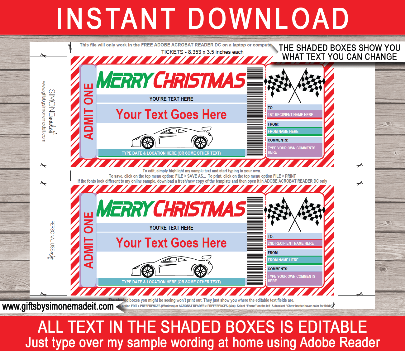 Christmas NASCAR Ticket template Race Stock Car Driving Experience