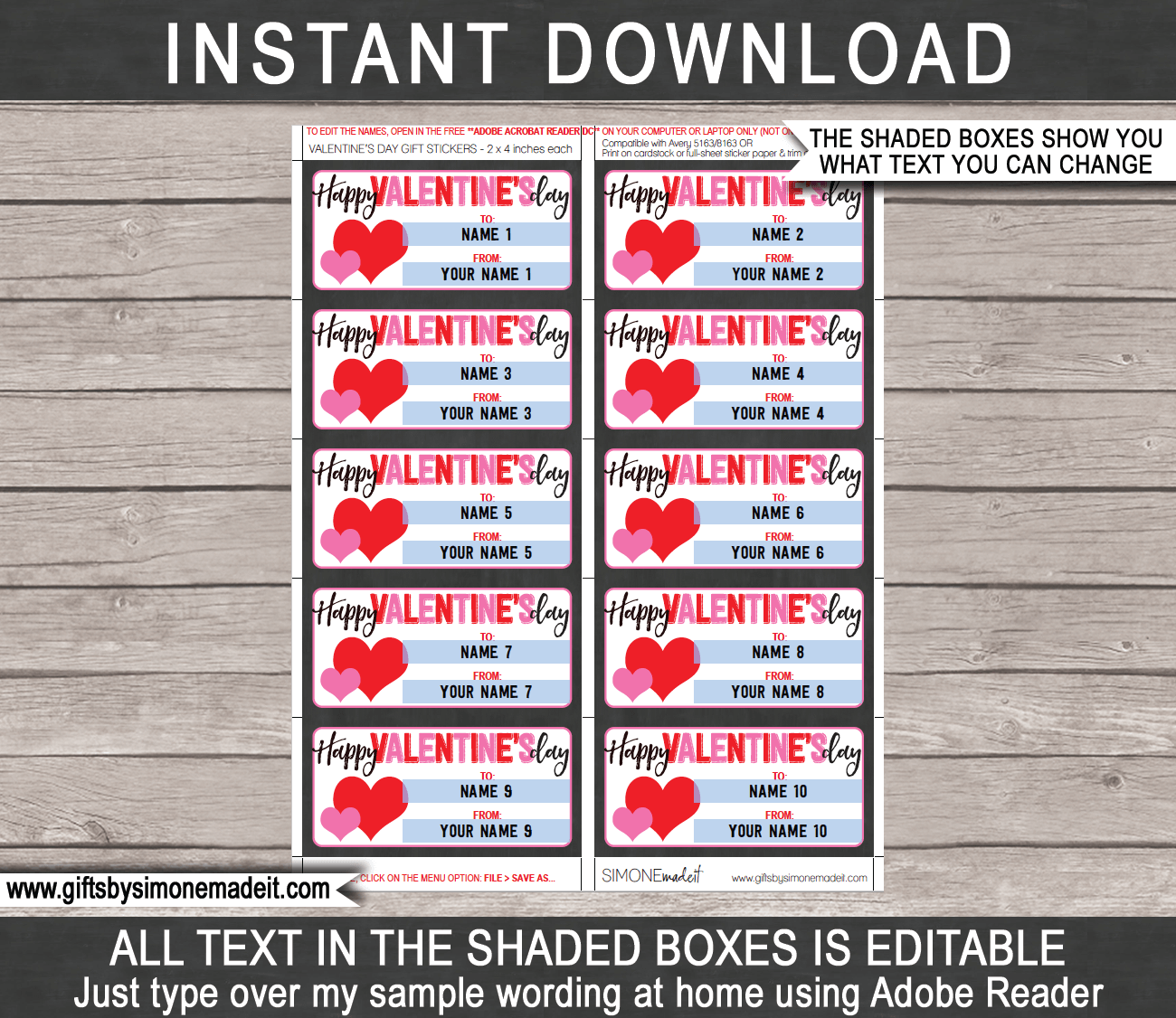 Valentine's Day Sticker Bundle/Printable Stickers/Valentine's Day Sticker  Sheet/Instant Download/Valentine's Day Printable Stickers