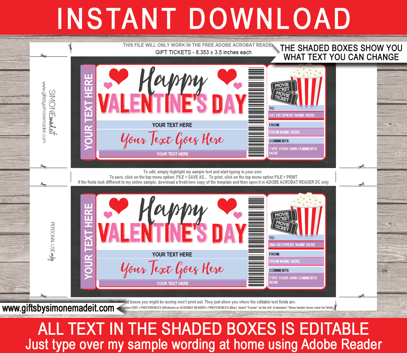 Movie Ticket Template, Orange Blank for Teachers