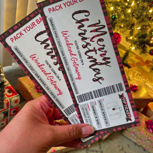 Printable Christmas Travel Ticket Template - great for a surprise weekend away