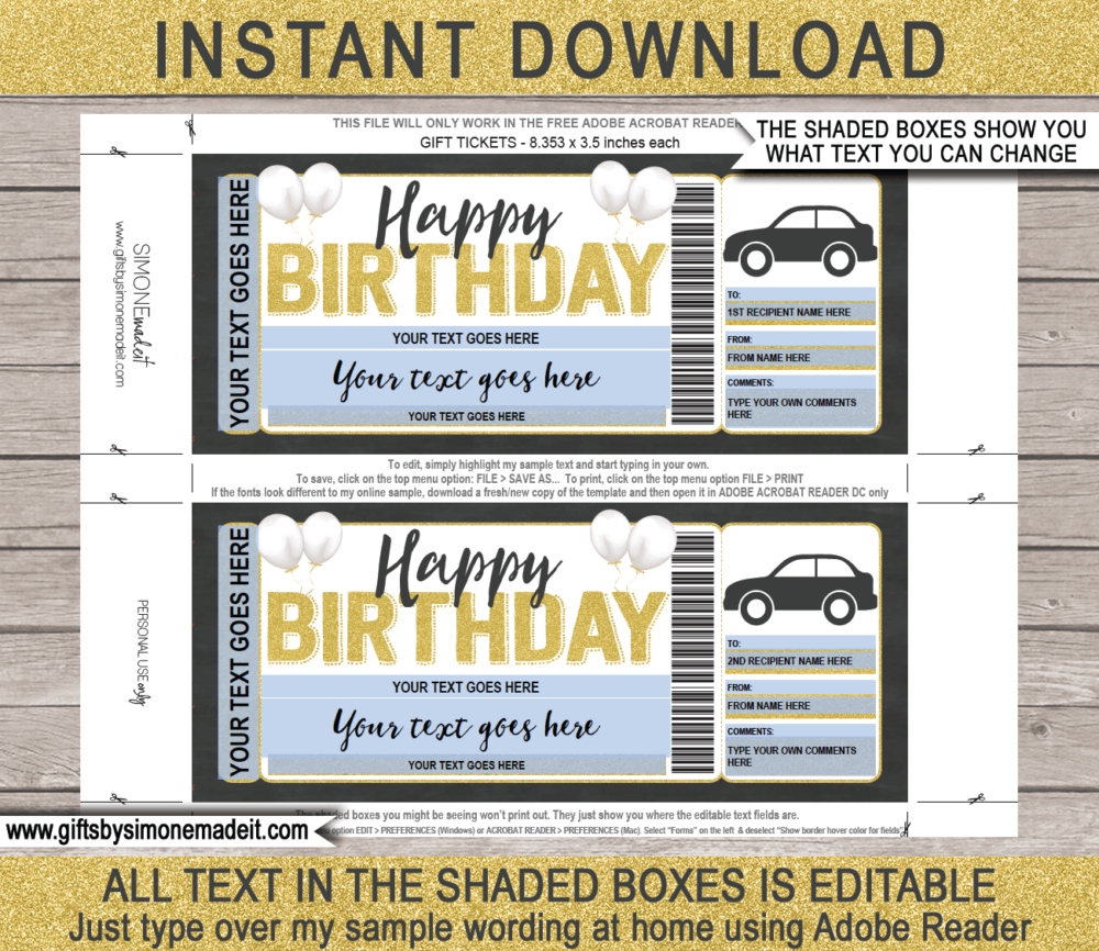Birthday Driving Lessons Gift Voucher Template | Drivers Ed for Teen, Teenager Card Certificate | DIY Printable with Editable Text | INSTANT DOWNLOAD via giftsbysimonemadeit.com