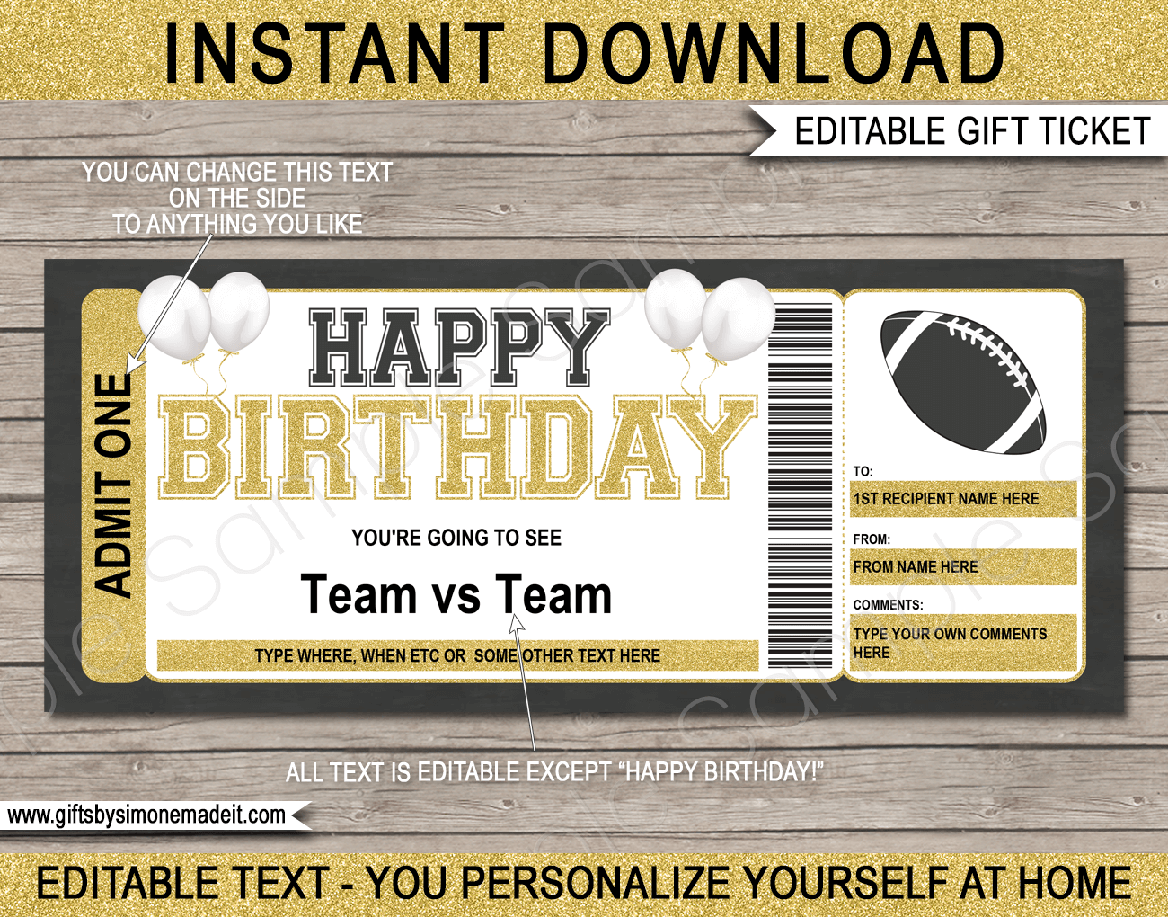 football ticket template