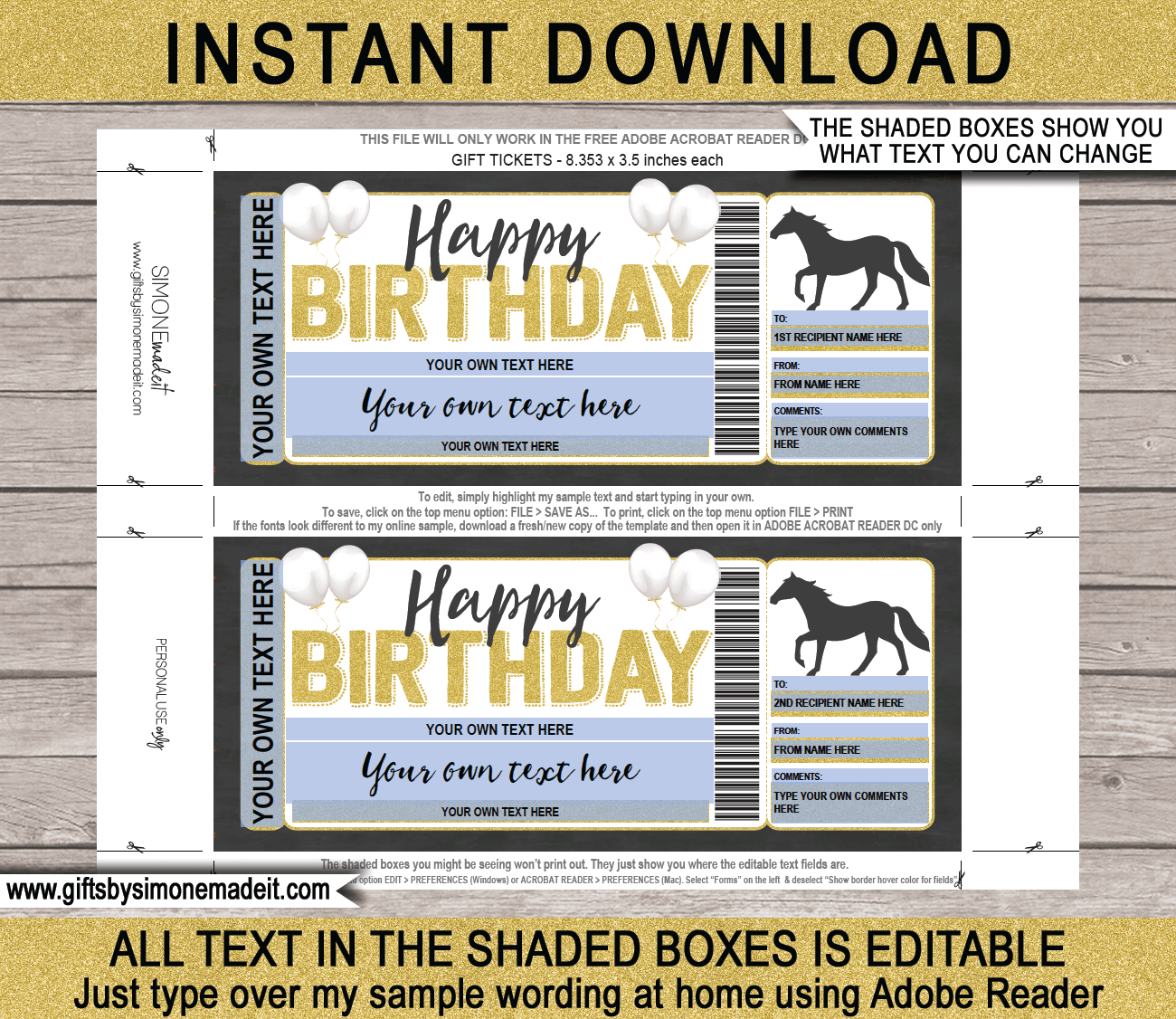 Horse Birthday Party Printable Templates