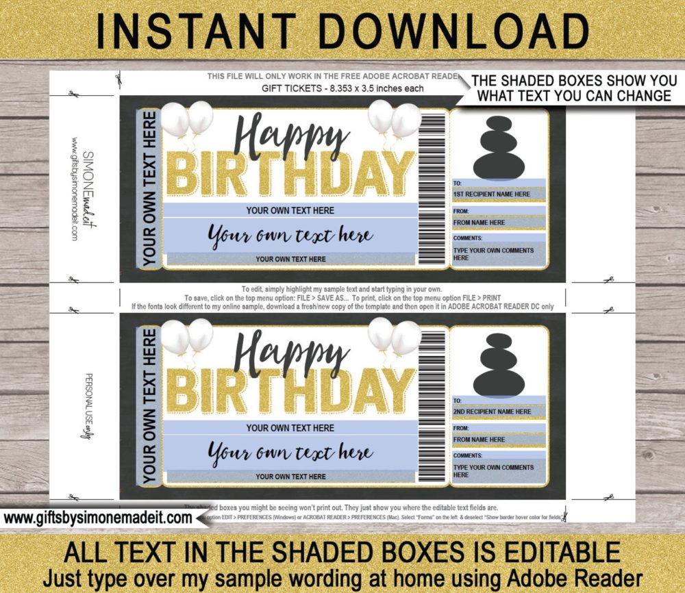 Birthday Massage Gift Voucher Template | Printable Gift Certificate Card with Editable Text | Gift Idea | Spa Treatment | INSTANT DOWNLOAD via giftsbysimonemadeit.com
