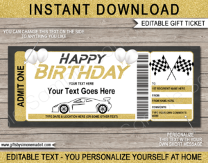 Birthday NASCAR Ticket template | Printable Stock Car Rally Car Sports Car Race Gift Voucher Certificate with Editable Text | Speedway | Motorsports | Drive a race car experience | INSTANT DOWNLOAD via giftsbysimonemadeit.com