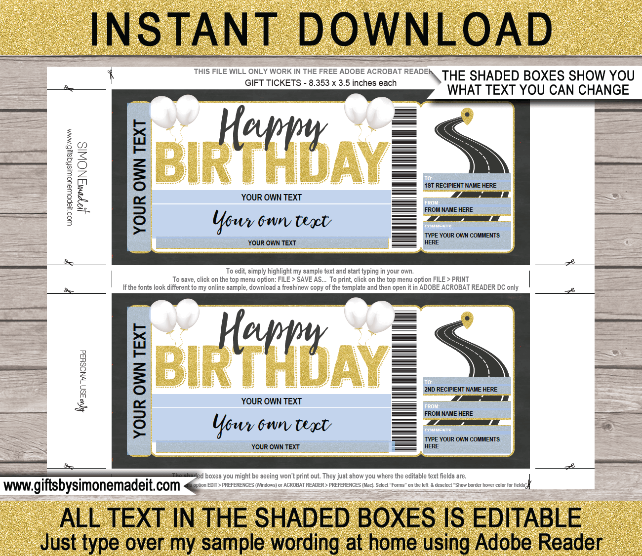 Baseball Ticket Birthday Gift - Surprise Ticket to a Baseball Game -  Printable template - Gift Voucher Coupon - EDITABLE TEXT DOWNLOAD
