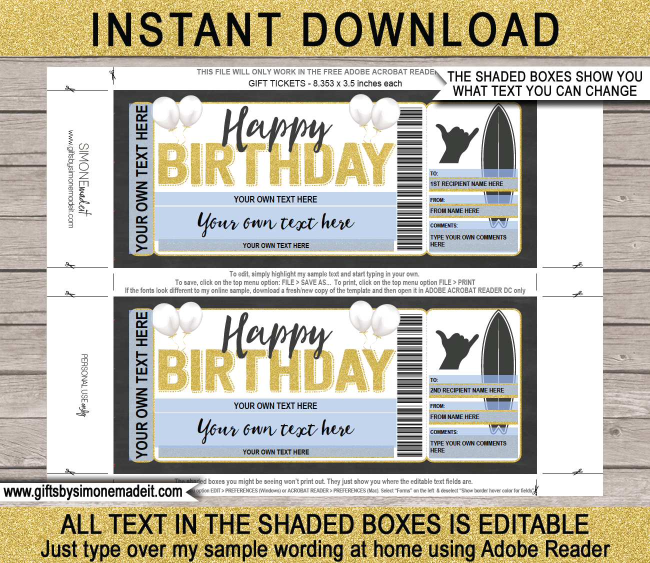 INSTANT DOWNLOAD EDITABLE Surf's up Birthday 2 