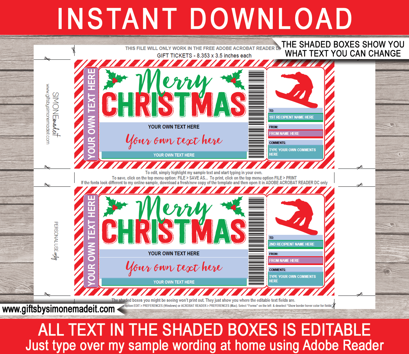 Printable Christmas Gift Card Book Christmas Gift Card -  in 2023