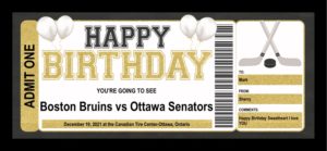 Ottawa vs Boston Hockey Ticket Gift Template - DIY Printable with Editable Text