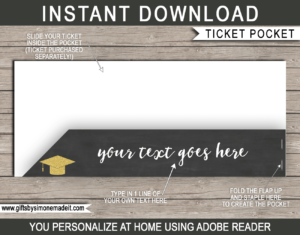 Printable Graduation Gift Voucher Pocket Template | Sleeve, Envelope, Holder for gift certificates, tickets, boarding passes or money | DIY Editable Text | INSTANT DOWNLOAD via giftsbysimonemadeit.com