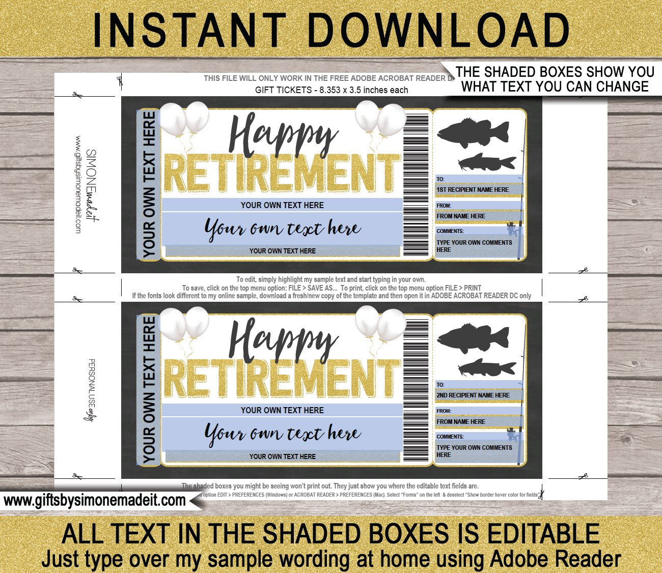 Retirement Fishing Trip Ticket Template