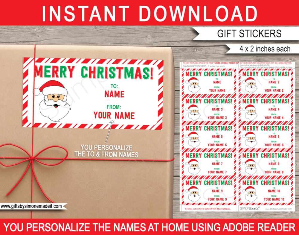 Christmas Gift Label Template | School Kids Class Gift Tags Stickers Favors | School Children Xmas Gifts | DIY Printable with Editable Text | INSTANT DOWNLOAD via giftsbysimonemadeit.com