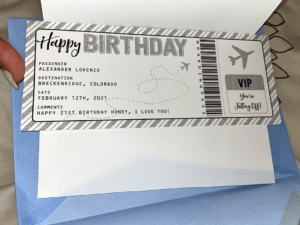 Printable Plane Boarding Pass Ticket Gift Idea