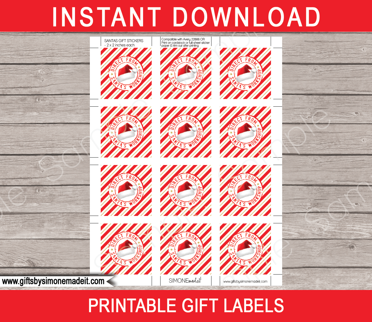 Christmas Stickers, Printable Christmas Gift Stickers, Download Christmas  Sticker, Holiday Sticker, Santa Stickers, Father Christmas 