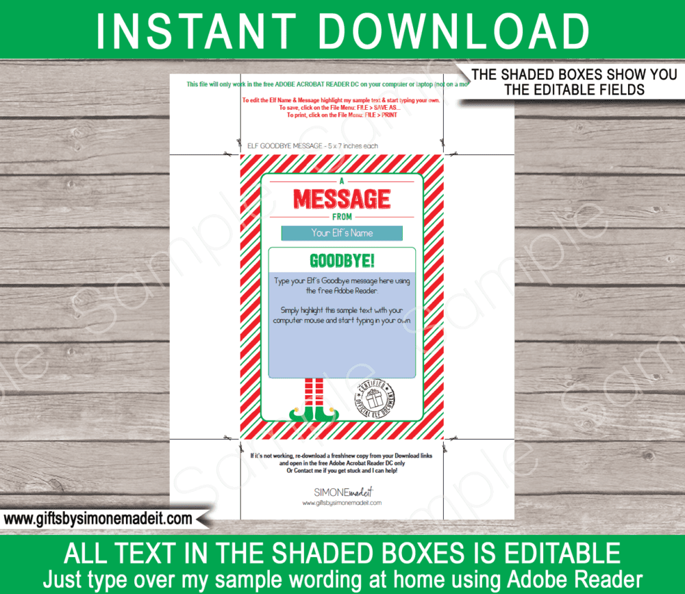 Christmas Elf on the Shelf Goodbye Message template | Santa's Workshop for Kids | North Pole Mail | Instant Download via giftsbysimonemadeit.com