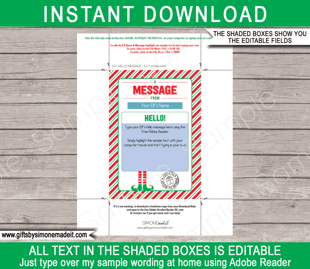 Christmas Elf on the Shelf Hello Message template | Santa's Workshop for Kids | North Pole Mail | Instant Download via giftsbysimonemadeit.com