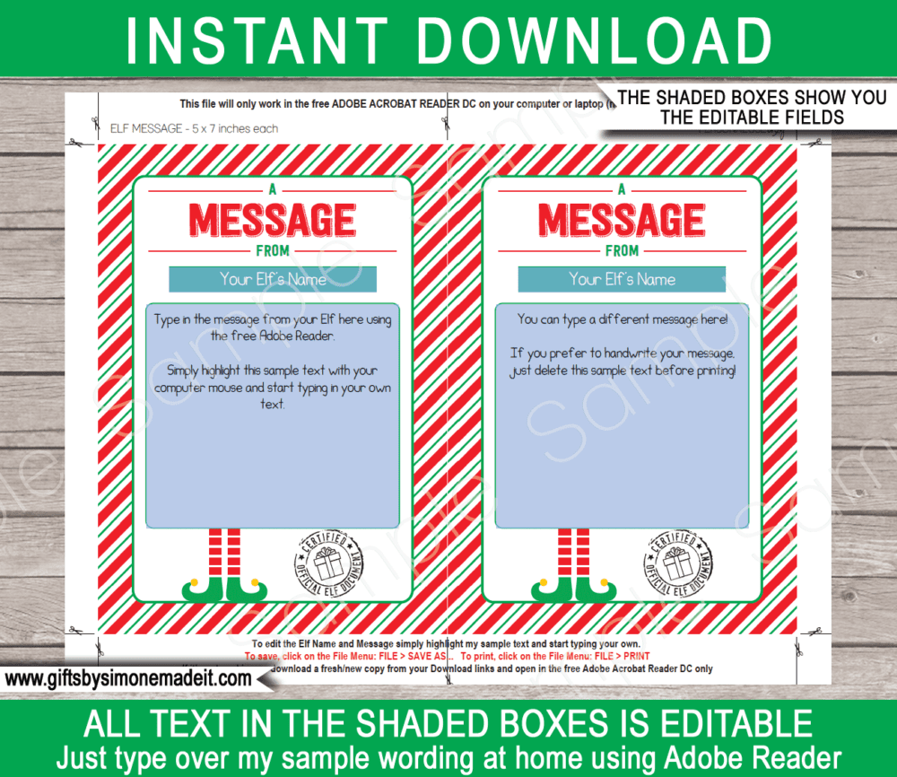 Christmas Elf on the Shelf Message templates & Matching Printable Label | Elf Arrival, Goodbye Letters | Santa's Workshop for Kids | North Pole Mail | Instant Download via giftsbysimonemadeit.com