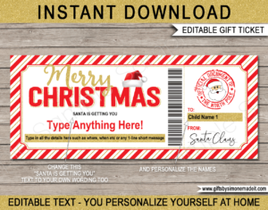 Printable Gift Card from Santa Template | Editable Christmas Gift Certificate for kids ​| Personalized Custom Santa Claus Gift Voucher | Instant Download via giftsbysimonemadeit.co