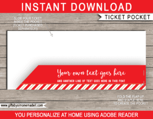 Christmas or Holiday Ticket Holder Template, Printable Gift Voucher Sleeve | Personalized Envelope, Pocket, Jacket for Money or Gift Certificates | DIY Editable Text | Last Minute Christmas Present Idea | INSTANT DOWNLOAD -|via giftsbysimonemadeit.com