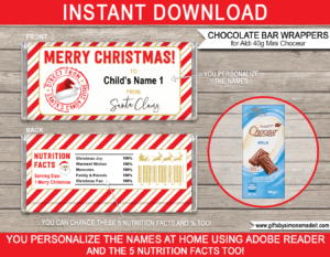 Chocolate Bar Wrapper from Santa Template | Printable Aldi Choceur Label | Christmas Gift for kids | Aldi 40g Mini Choceur | Direct from Santa's Candy Store | INSTANT DOWNLOAD via giftsbysimonemadeit.com