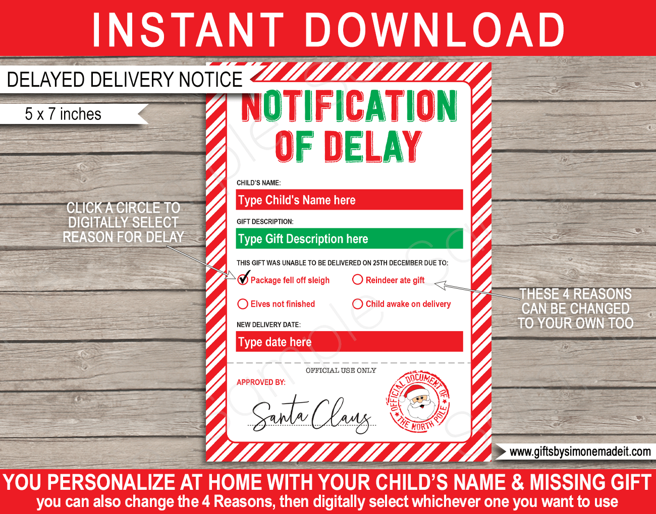 Christmas Gift Labels Template (Santa Claus) - red & green