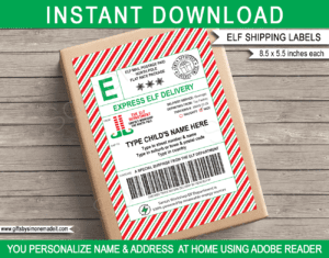 Elf Mail Shipping Labels Template | Large Printable North Pole Gift Tags | Name & Address Labels from Elf on the Shelf | Large Christmas Tags | North Pole Post Office | Santa's Workshop | DIY Custom Editable Text | INSTANT DOWNLOAD via giftsbysimonemadeit.com