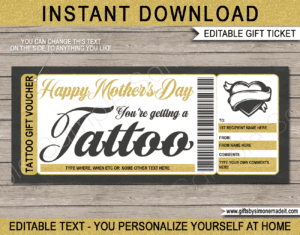 Printable Gift Tickets, Editable Templates