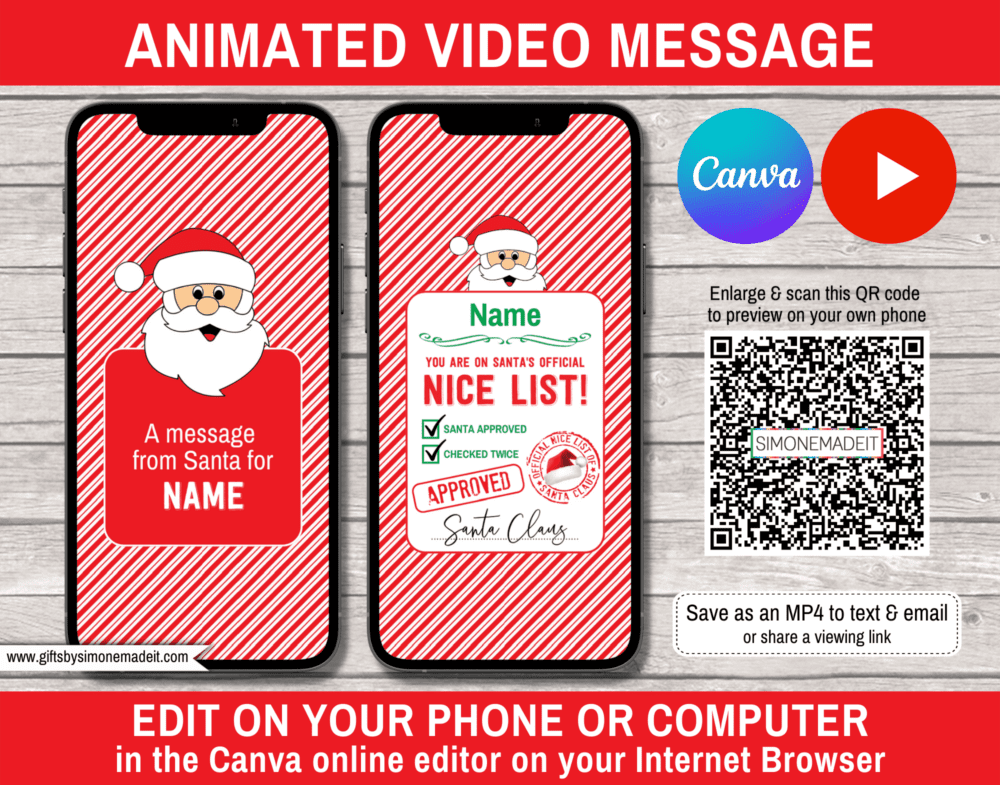 Santas Nice List Video Message Template | Animated Christmas Note for Kids from Santa Claus