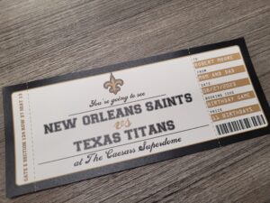 Printable New Orleans Saints vs Texas Titans Gift Tickets - Editable Templates