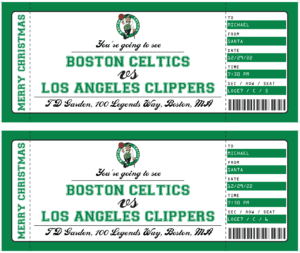 Boston Celtics Gift Tickets Template