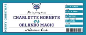 Charlotte Hornets NBA Game Ticket Gift Vouchers - Printable & Editable Template - Instant Download