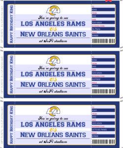 Christmas Gift Ticket to a LA Rams vs New Orleans Saints Game - editable text that you personalize and print at home