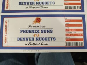 Phoenix Suns vs Denver Nuggets - Printable Gift Ticket Idea for gifting tickets to a game