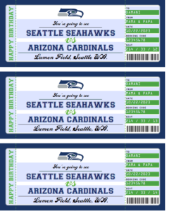 Seattle Seahawks vs Arizona Cardinals Gift Voucher - Editable & Printable Template - Instant Download