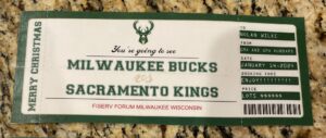 Milwaukee Bucks vs Sacramento Kings Game Ticket Souvenir Idea