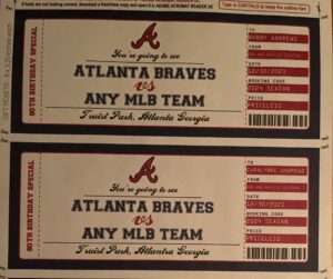 Atlanta Braves Game Tickets Gift Idea - Printable Template