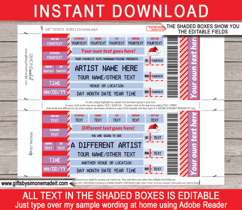 Ticketmaster Concert Ticket Template Fake Ticket Gift Card