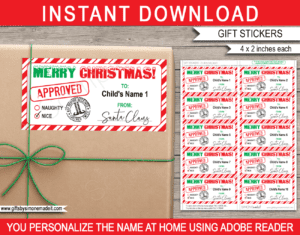 Printable From Santa Gift Tags Template | Editable Christmas Gift Labels Stickers from Santa's Workshop from in the North Pole | INSTANT DOWNLOAD via giftsbysimonemadeit.com