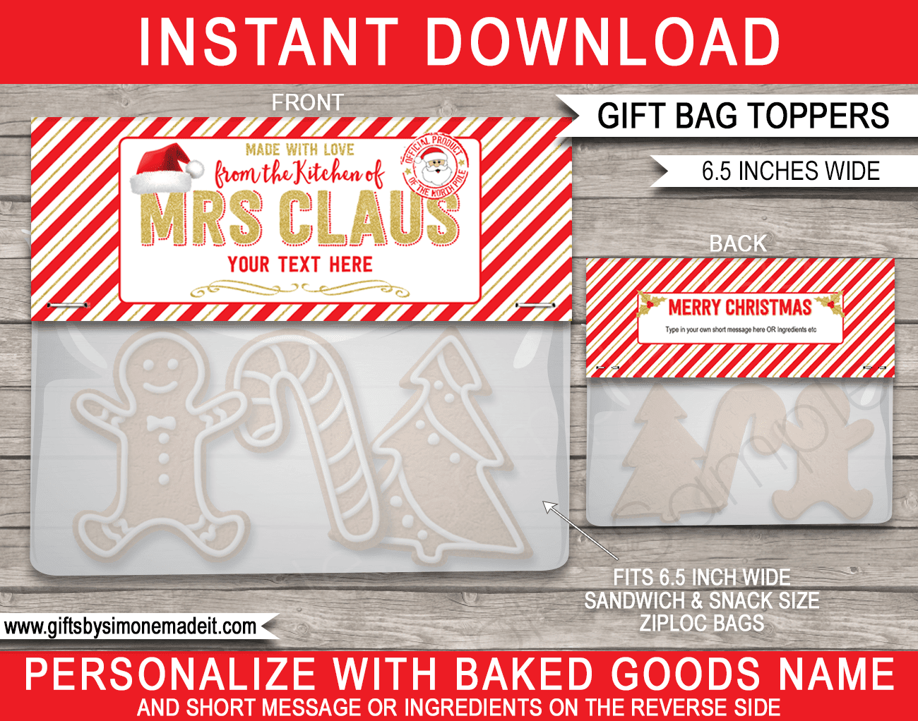 Christmas Baked Goods Gift Tags Template