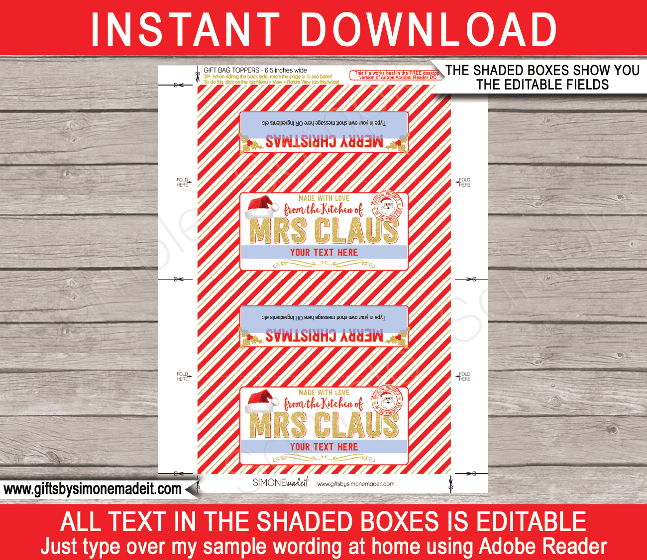 Christmas Baked Goods Gift Tags Template